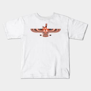 Faravahar - Zoroaster symbol design in red -Zoroastrianism religion of fire Kids T-Shirt